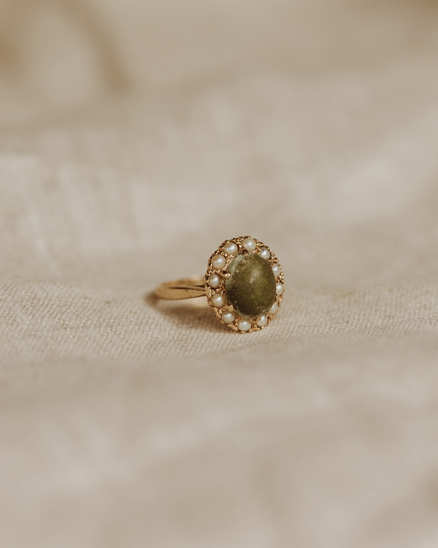 Constance 9ct Gold Jade & Pearl Ring