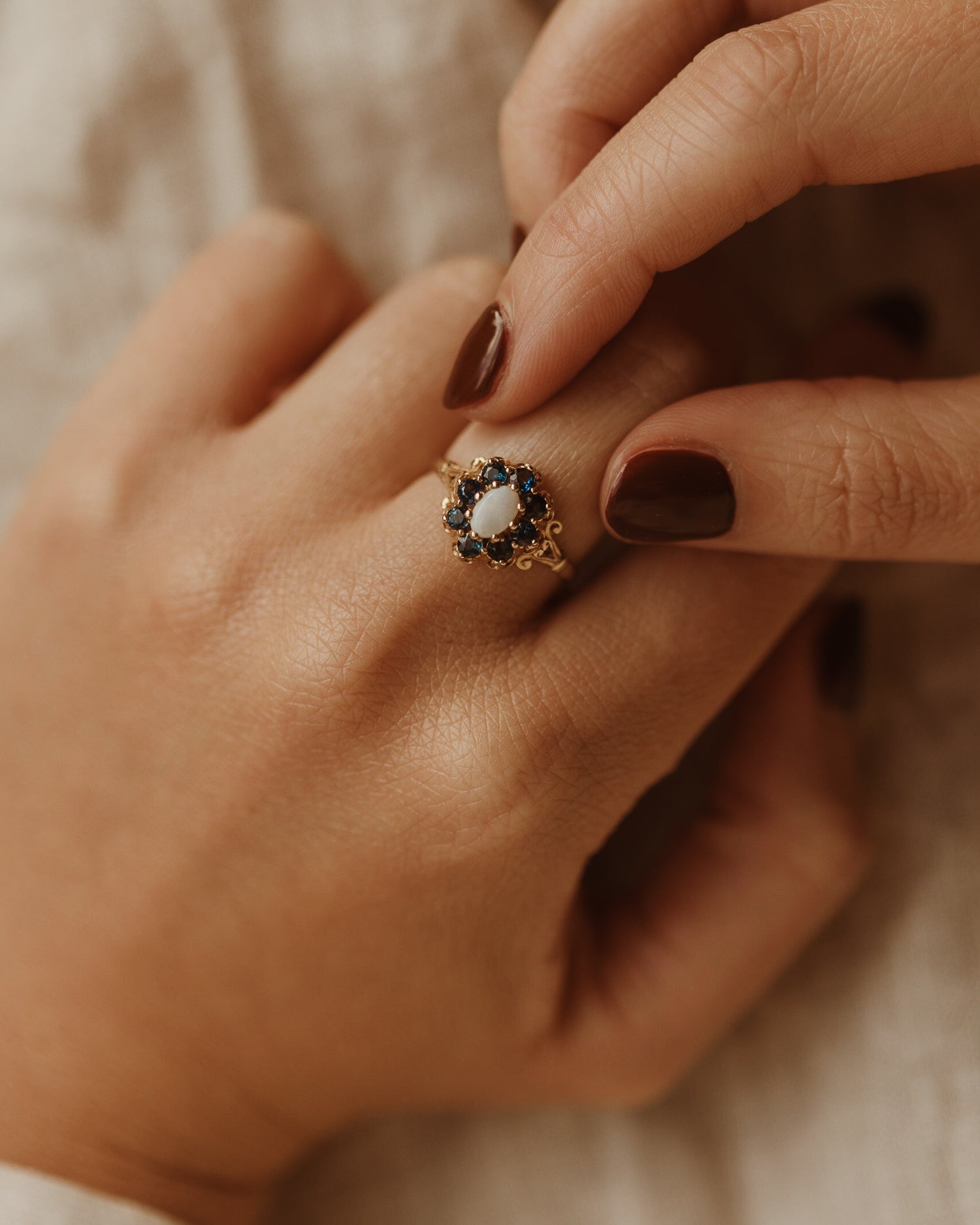 Image of Rosa 9ct Gold Opal & Sapphire Ring