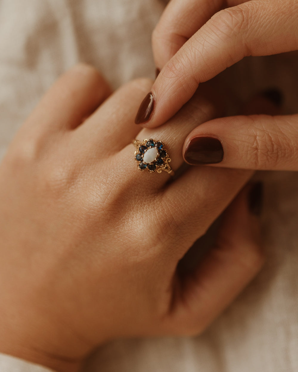 Rosa 9ct Gold Opal & Sapphire Ring