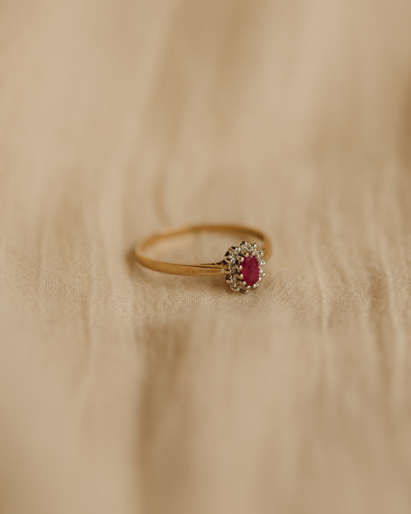 Therese Vintage 9ct Gold Ruby & Diamond Ring