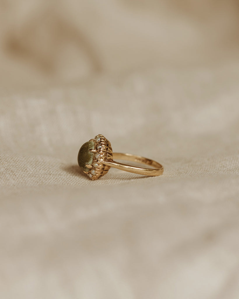 Constance 9ct Gold Jade & Pearl Ring