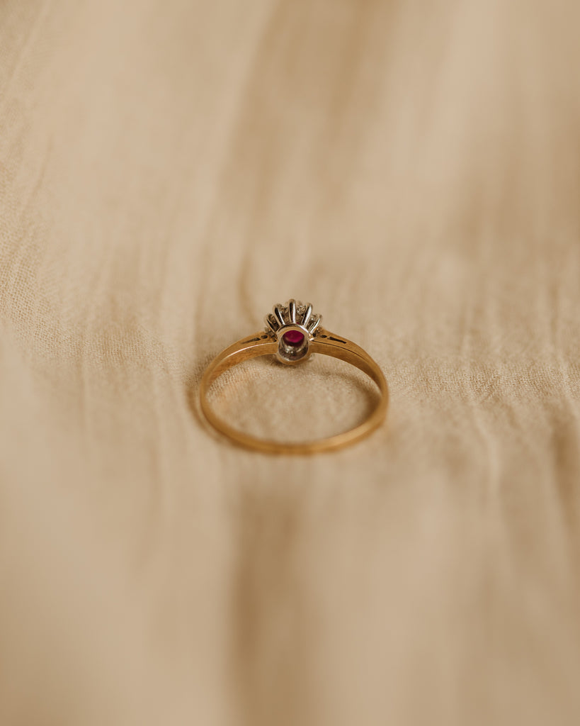 Therese Vintage 9ct Gold Ruby & Diamond Ring