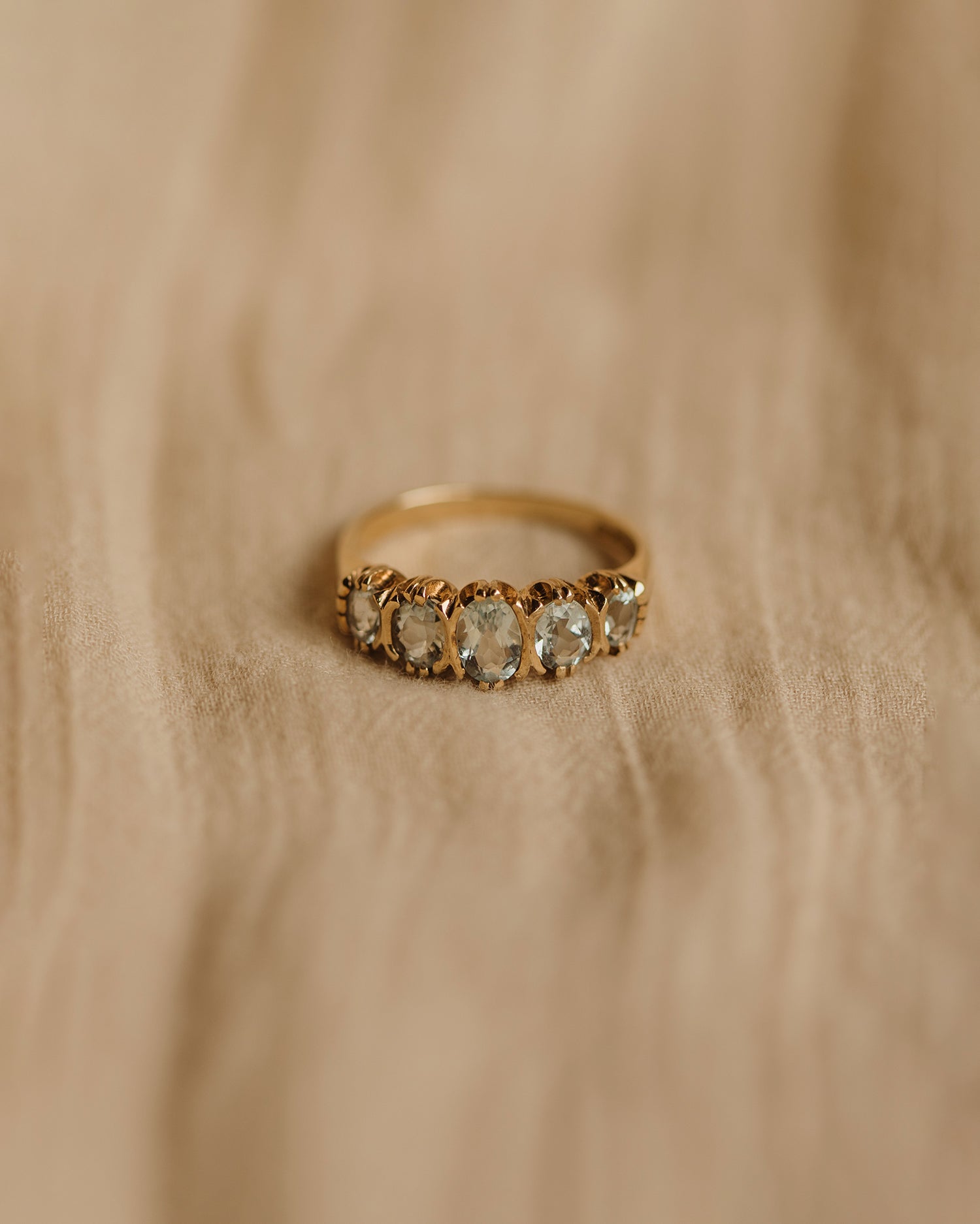 Image of Betty Vintage 9ct Gold Aquamarine Ring
