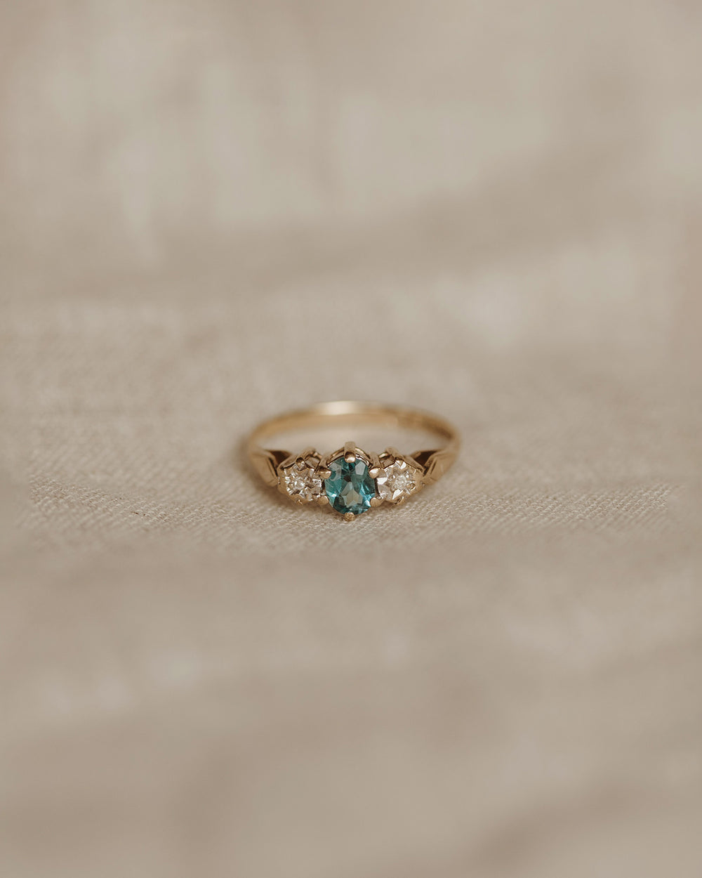 Esther 9ct Gold Blue Topaz & Diamond Ring