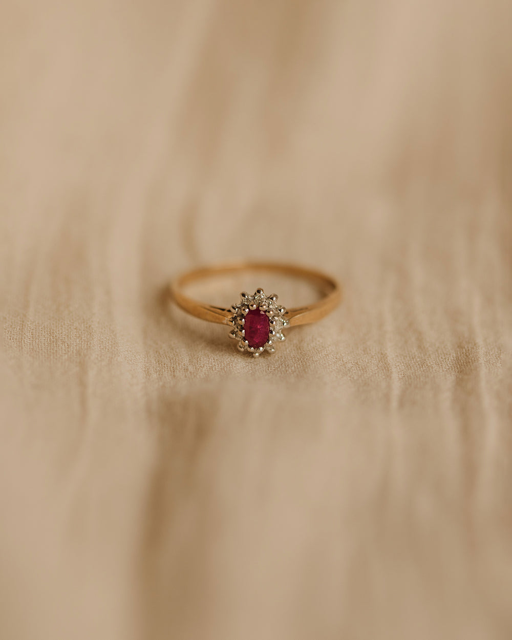 Therese Vintage 9ct Gold Ruby & Diamond Ring