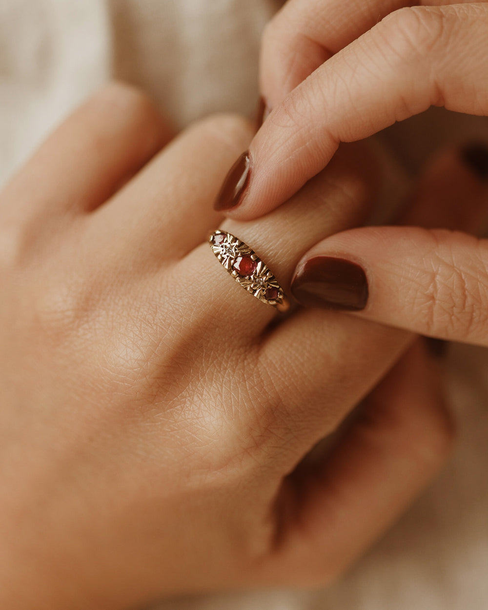 Quinn 9ct Gold Ruby & Diamond Ring