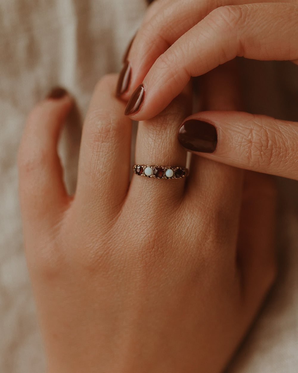 Wilma 9ct Gold Garnet & Opal Ring