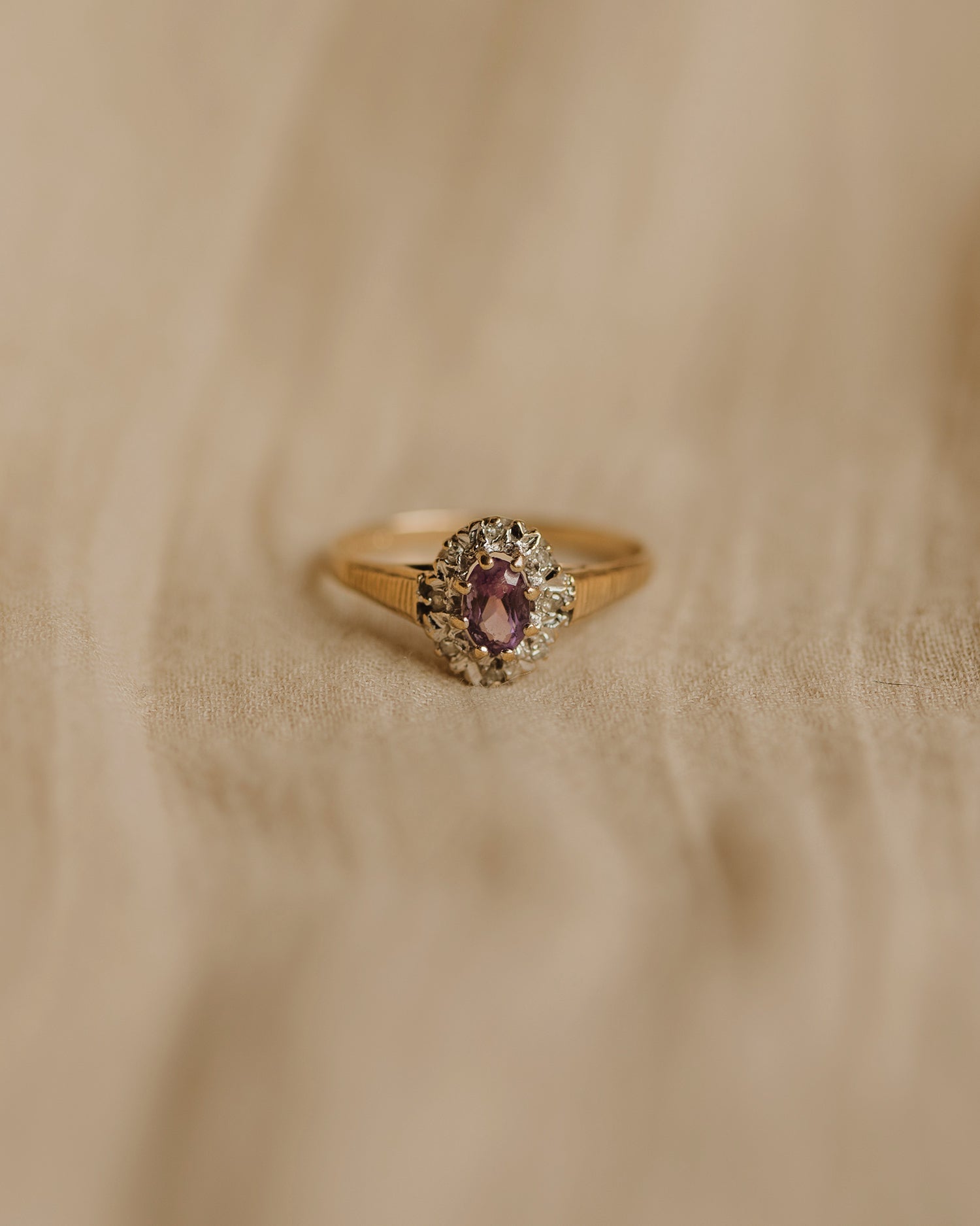 Image of Eugenie 1978 9ct Gold Amethyst & Diamond Ring