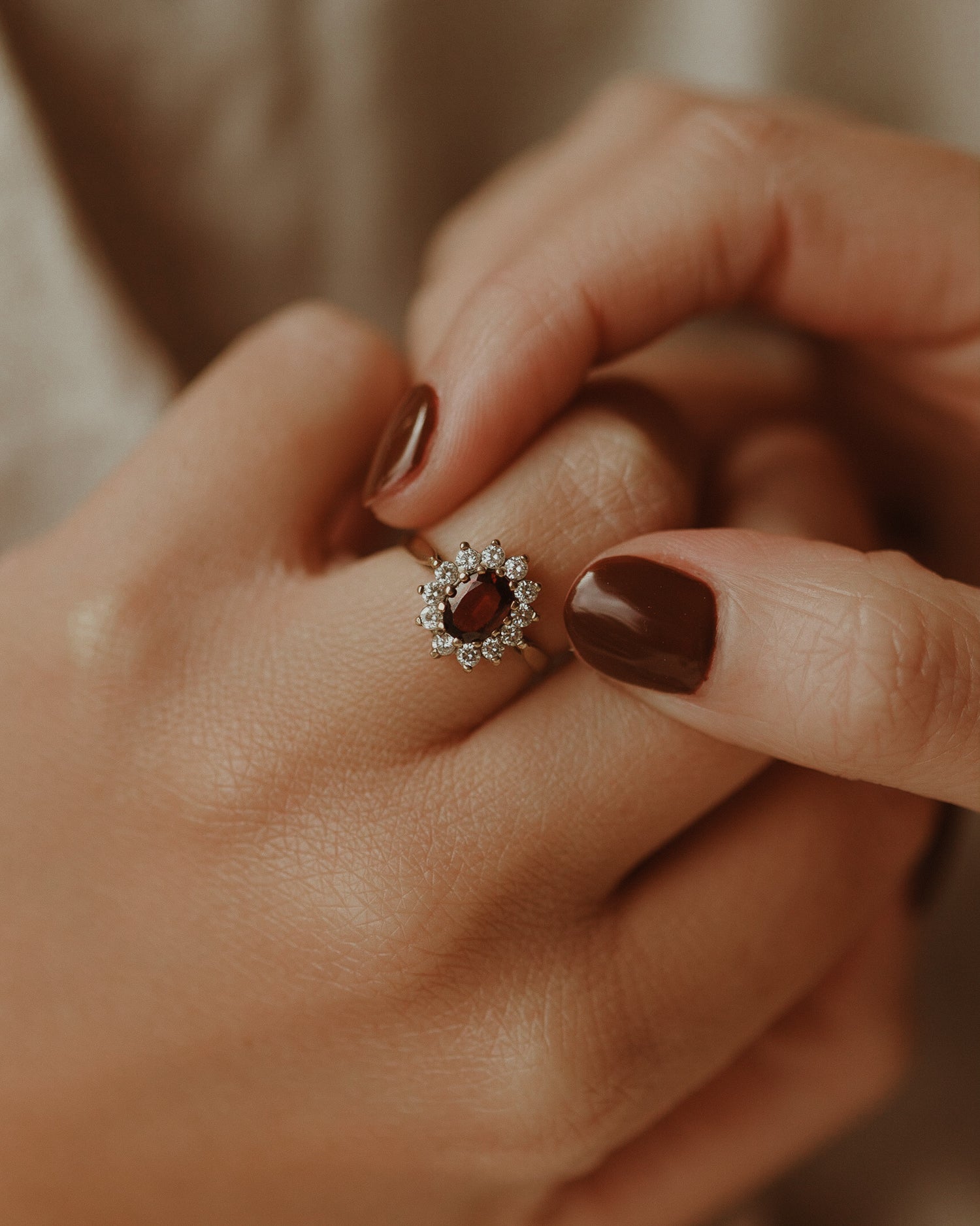 Image of Madeline 9ct Gold Garnet Cluster Ring