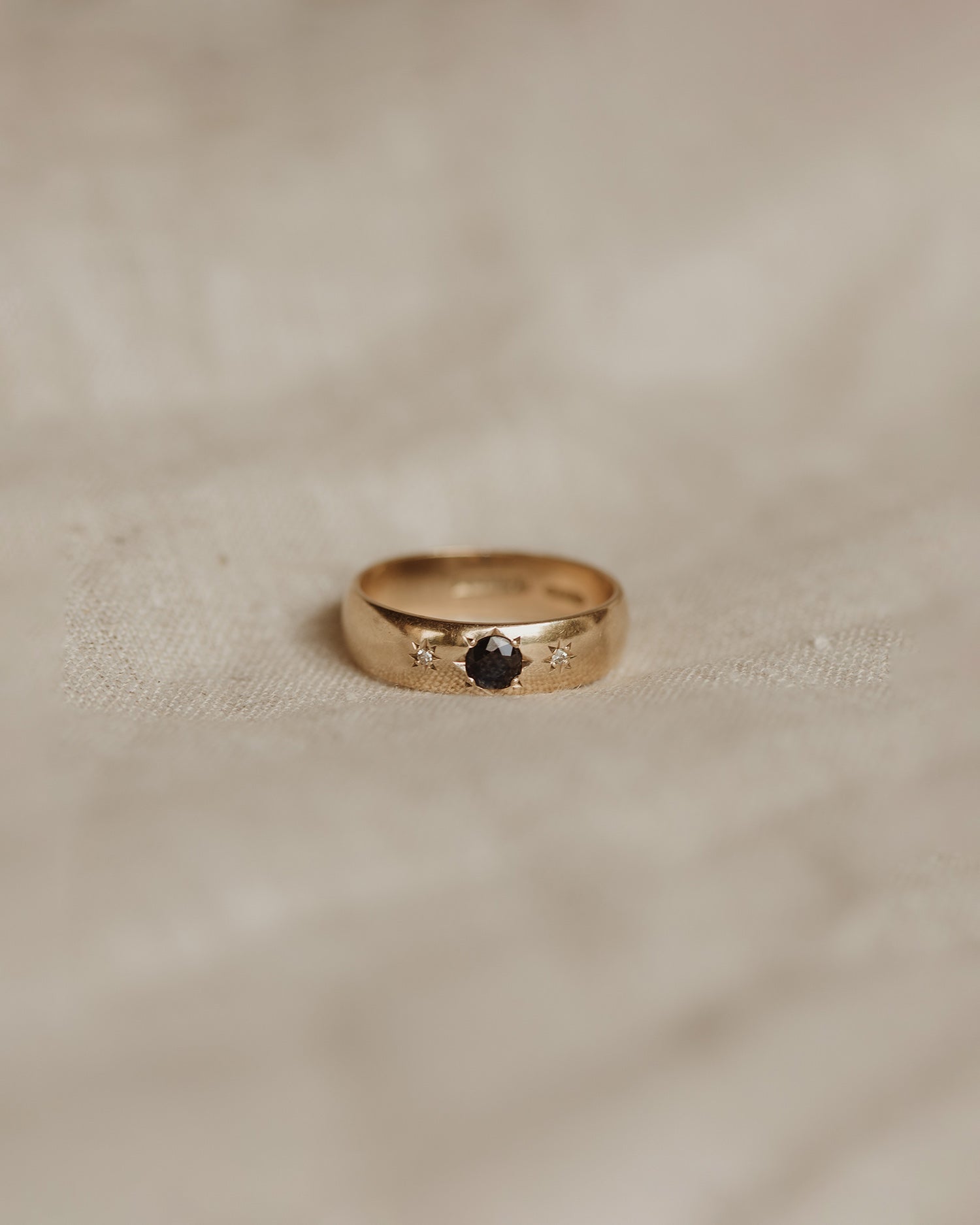 Clementine 9ct Gold Sapphire & Diamond Gypsy Ring