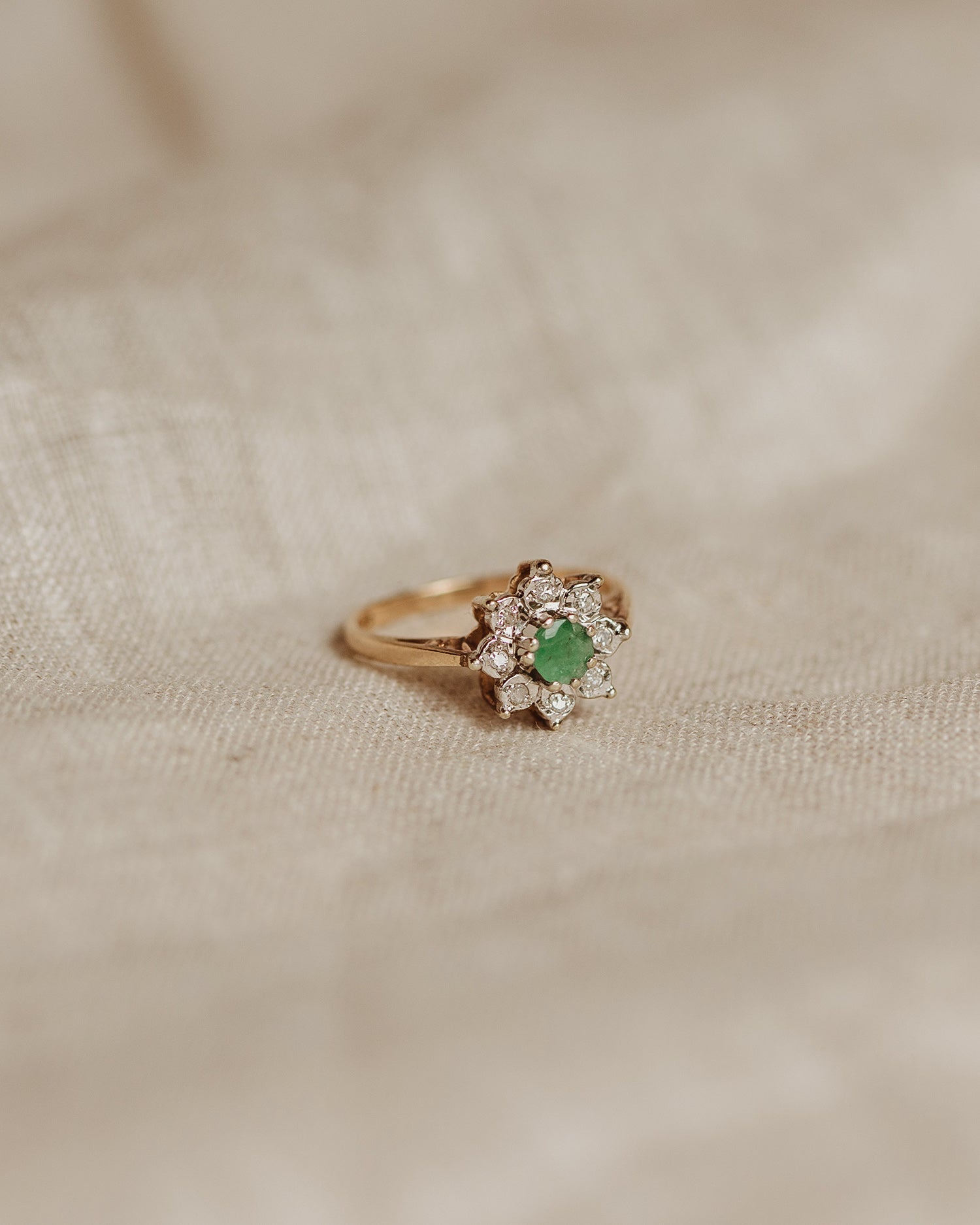 Image of Winifred 9ct Gold Emerald & Diamond Ring