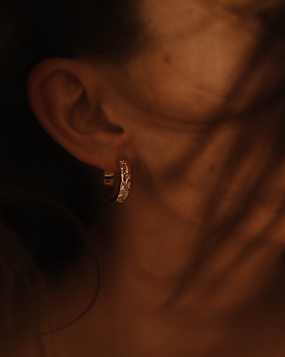Holliday Gold Vermeil Floral Etched Hoops