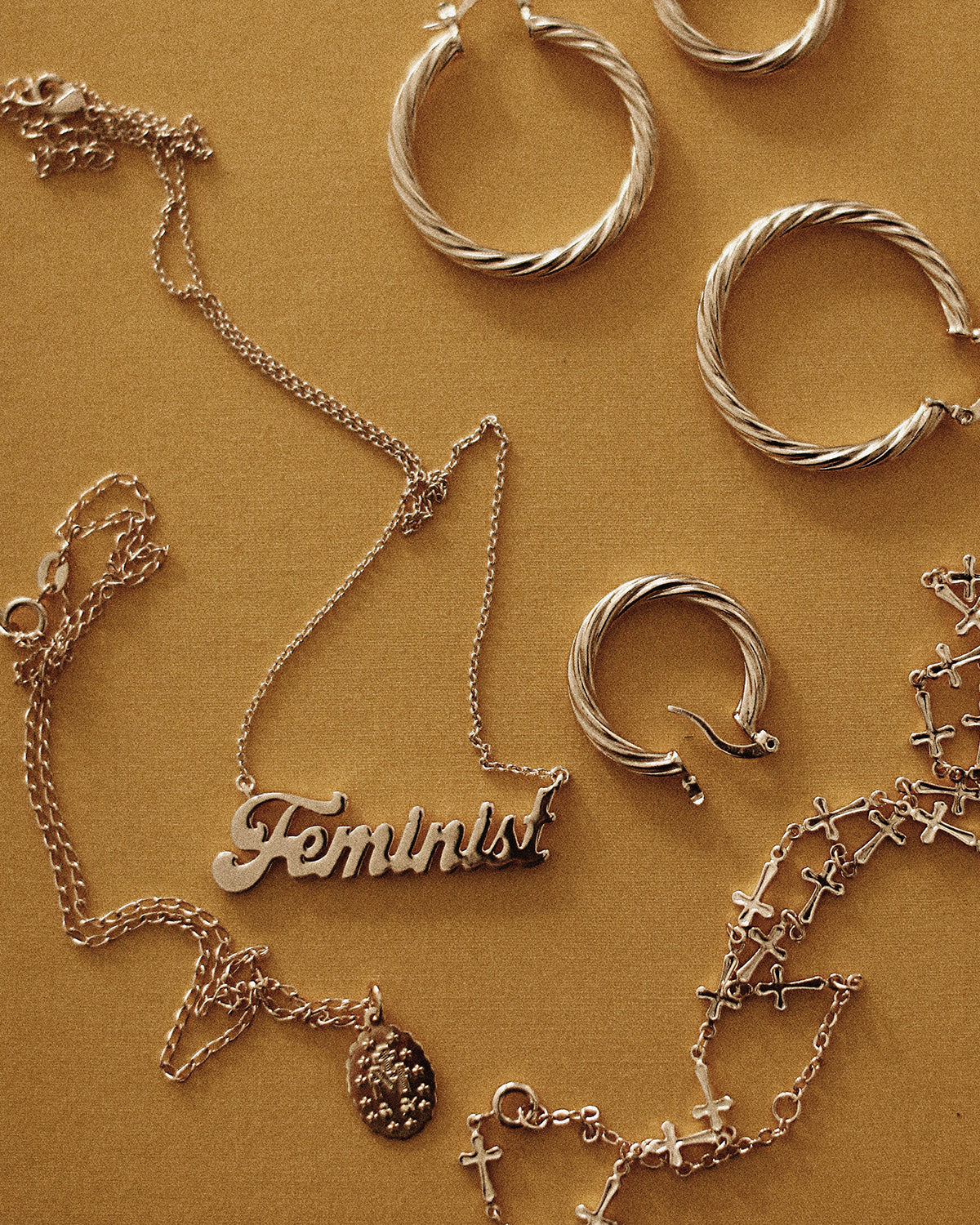 Gold cheap feminist necklace