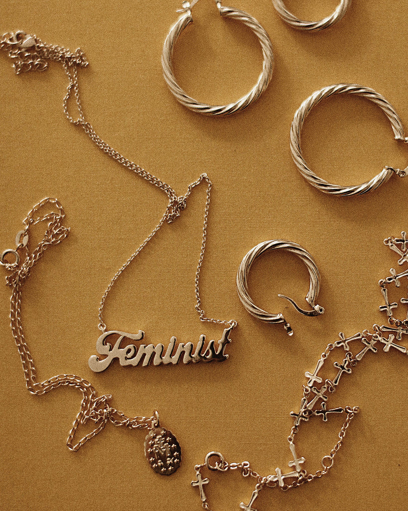 Feminist Script Nameplate Necklace
