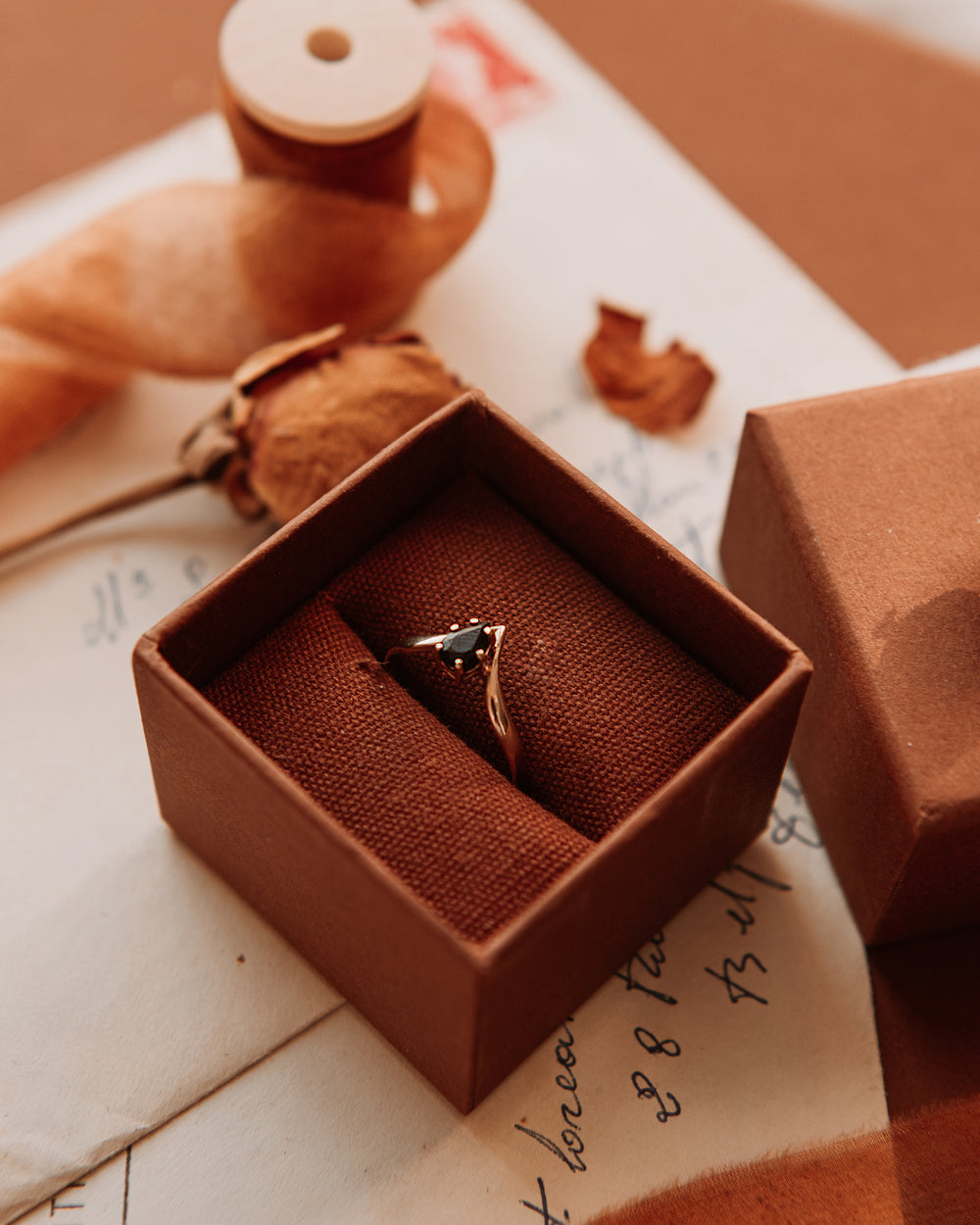 Ines 9ct Gold Sapphire Wishbone Ring