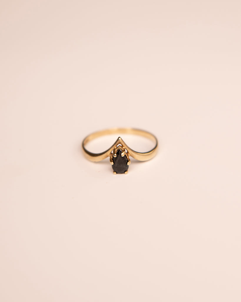 Ines 9ct Gold Sapphire Wishbone Ring