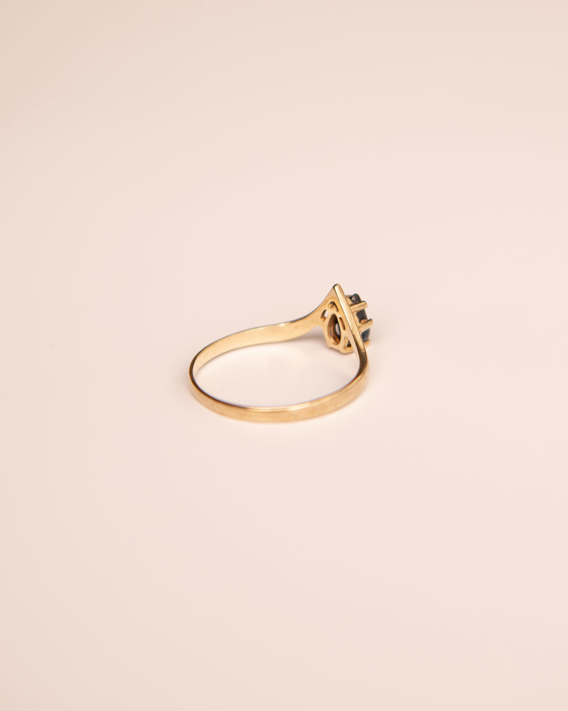 Ines 9ct Gold Sapphire Wishbone Ring