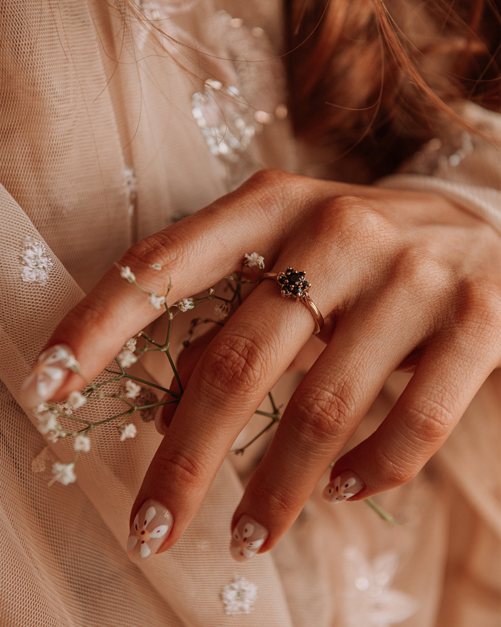 Calla 9ct Gold Vintage Sapphire Cluster Ring