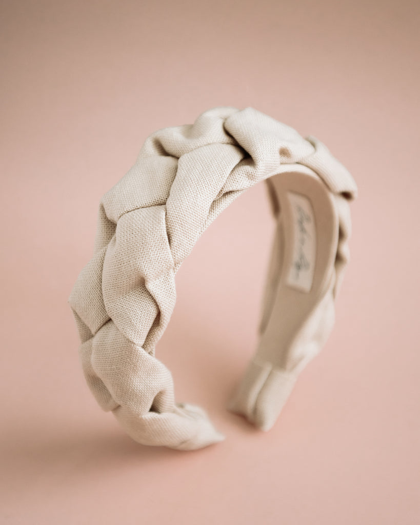 Millicent Natural Linen Plaited Headband